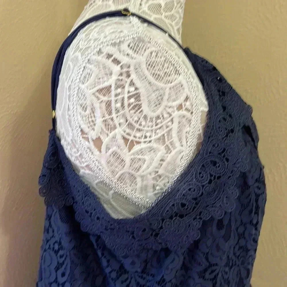 NWTs Navy Blue Scalloped Lace Dress Size XL - Picture 4 of 11